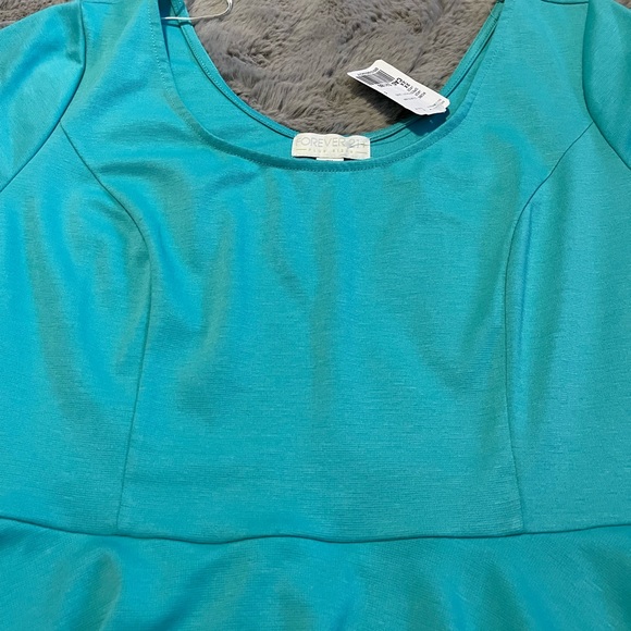 Turquoise body con dress with peplum middle - Picture 9 of 16